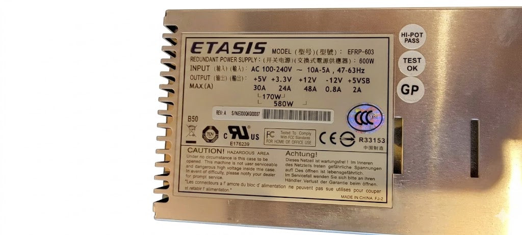 ETASIS EFRP-603 600W Redundant Power Supply - USED