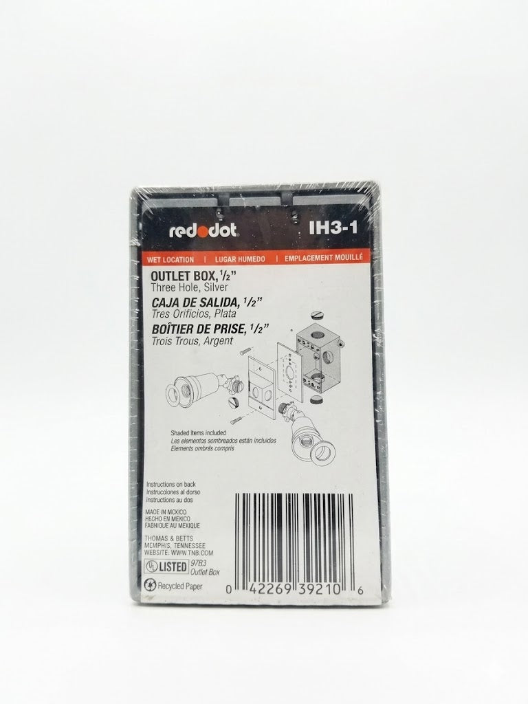 Red Dot IH3-1 Single-Gang Weatherproof Electrical Box, 3 x 1/2"