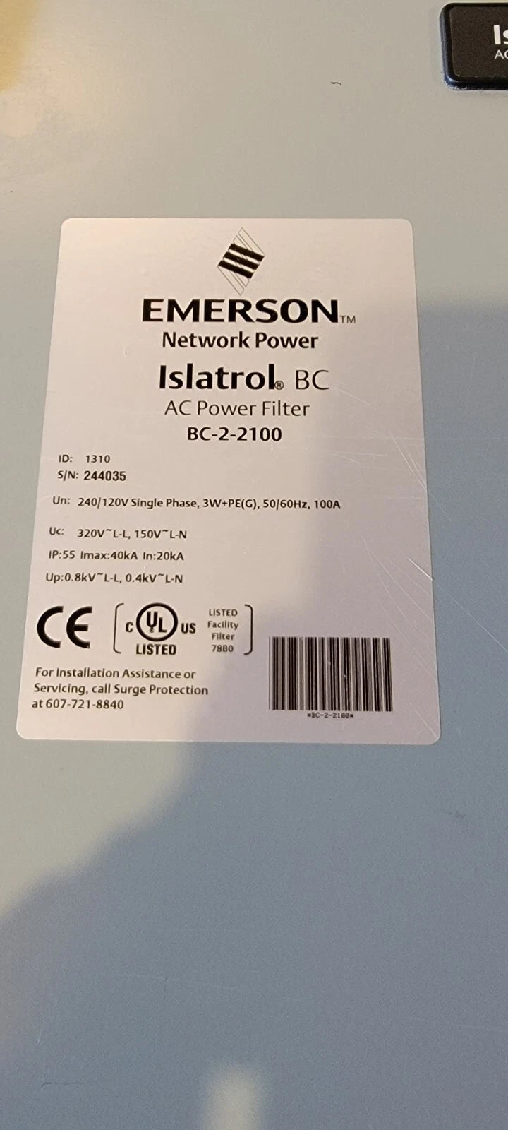 Emerson Islatrol BC-2-2100 Active Tracking Filter - USED